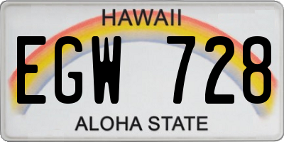 HI license plate EGW728