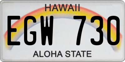 HI license plate EGW730