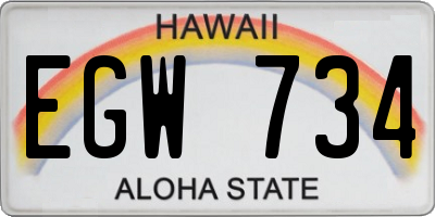 HI license plate EGW734