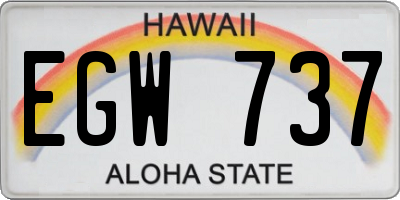 HI license plate EGW737