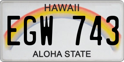 HI license plate EGW743