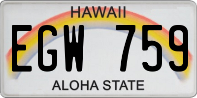 HI license plate EGW759