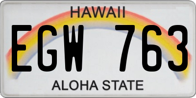 HI license plate EGW763
