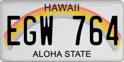 HI license plate EGW764