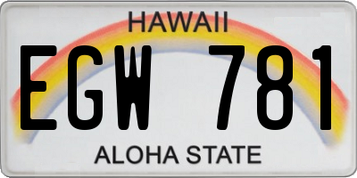 HI license plate EGW781
