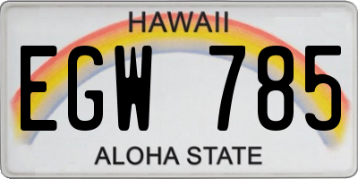 HI license plate EGW785