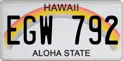 HI license plate EGW792