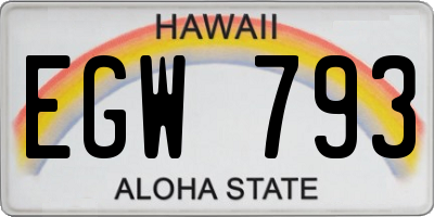 HI license plate EGW793