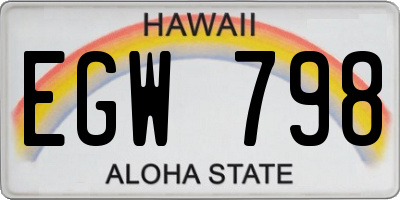 HI license plate EGW798