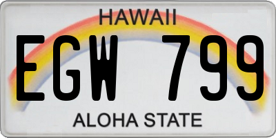 HI license plate EGW799