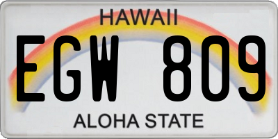 HI license plate EGW809