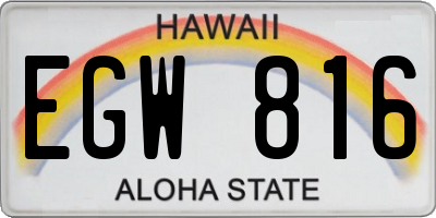 HI license plate EGW816