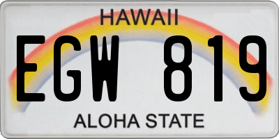 HI license plate EGW819