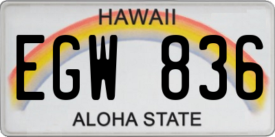 HI license plate EGW836