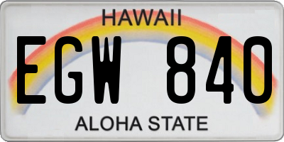 HI license plate EGW840