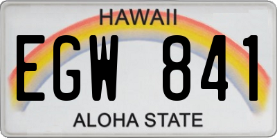 HI license plate EGW841