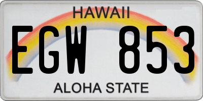 HI license plate EGW853