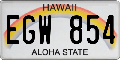 HI license plate EGW854