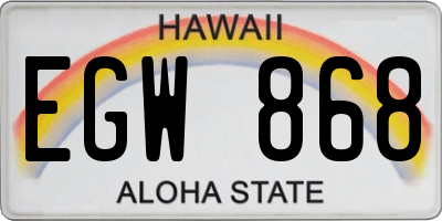 HI license plate EGW868