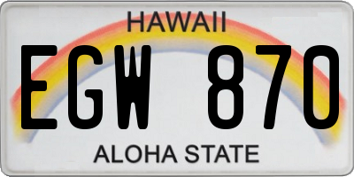HI license plate EGW870