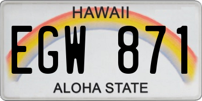 HI license plate EGW871