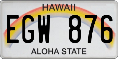 HI license plate EGW876