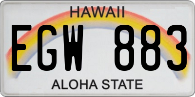 HI license plate EGW883