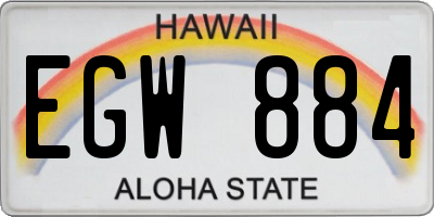 HI license plate EGW884