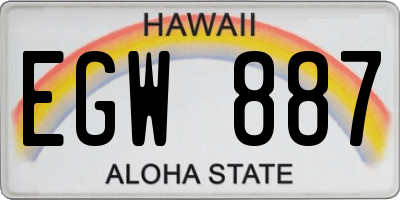 HI license plate EGW887