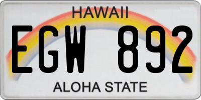 HI license plate EGW892