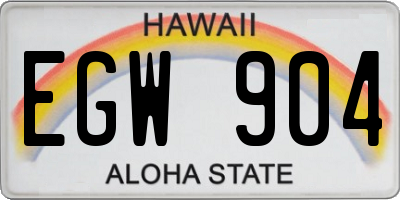 HI license plate EGW904