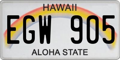 HI license plate EGW905