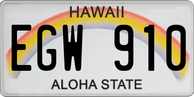 HI license plate EGW910