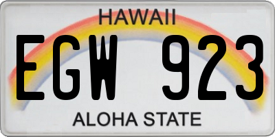 HI license plate EGW923