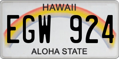 HI license plate EGW924