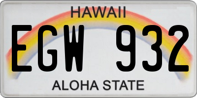 HI license plate EGW932