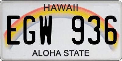 HI license plate EGW936