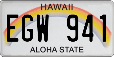 HI license plate EGW941