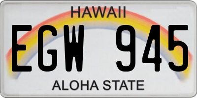 HI license plate EGW945