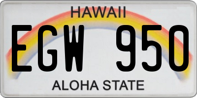 HI license plate EGW950