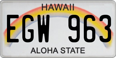 HI license plate EGW963