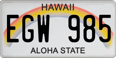 HI license plate EGW985