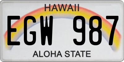 HI license plate EGW987