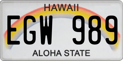HI license plate EGW989