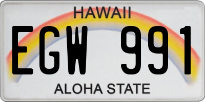 HI license plate EGW991