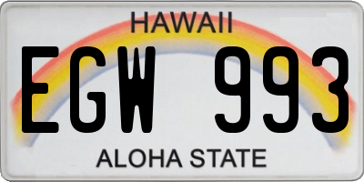 HI license plate EGW993