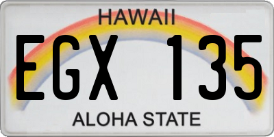 HI license plate EGX135
