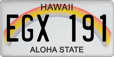 HI license plate EGX191