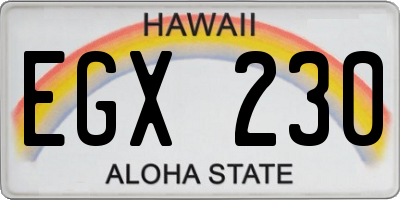HI license plate EGX230