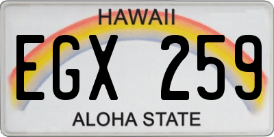 HI license plate EGX259